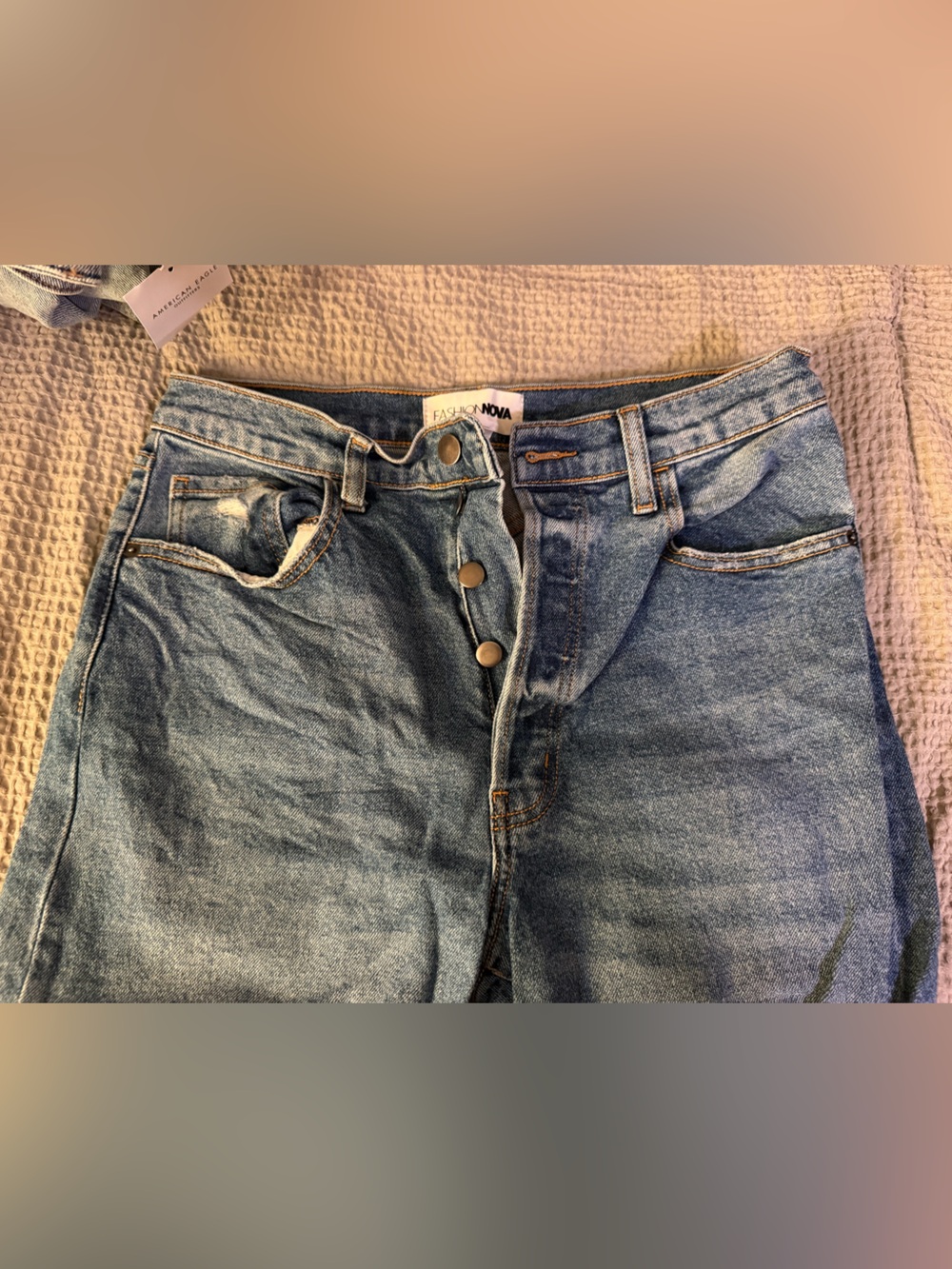 Fashion Nova Women’s High-Rise Light Blue Button-Fly Jeans